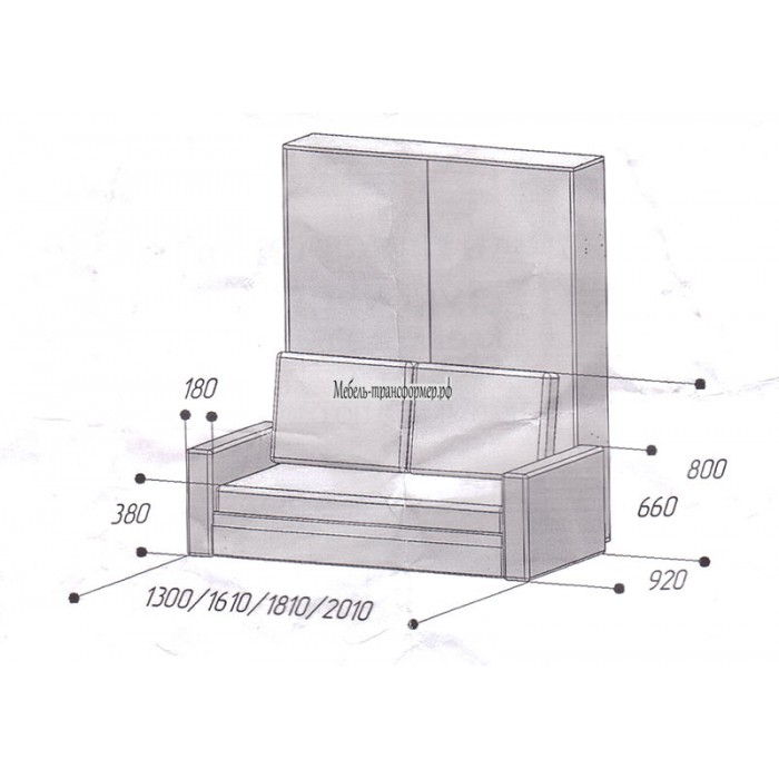 Механизм шкаф кровать диван РФ102ГН (900,1200,1400, 1600,1800) PUSH Luxe демпфер