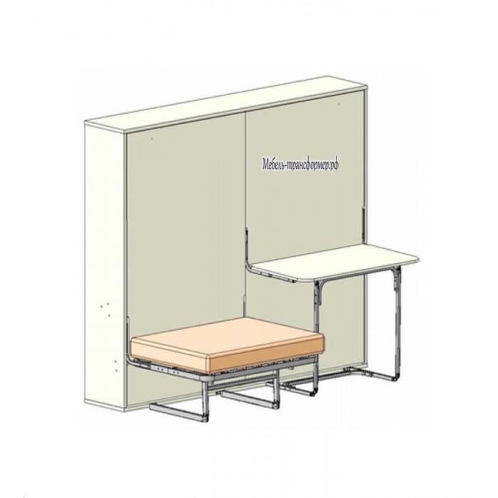 Двуспальная горизонтальная шкаф-кровать РФ108 с диваном без подлокотников
