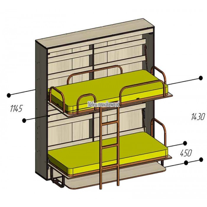 Механизм детской двухъярусной кровати со столом 3 в 1 РФ 111